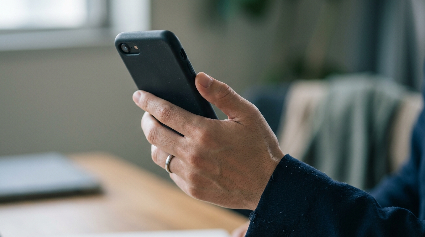 スマートフォンで店舗の評判を調べる手元